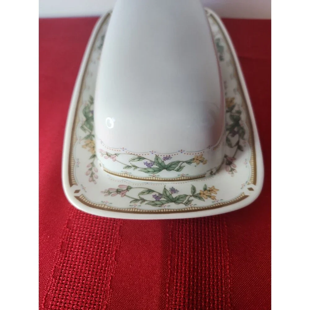 Vintage Bellegarden by Citation Porcelain Covered Butter Dish Floral Gold Trim
